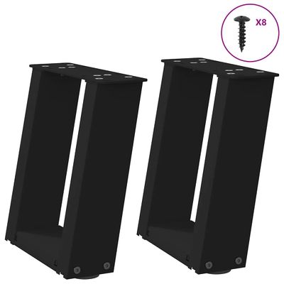 vidaXL Nohy konferenčného stolíka v tvare U, 2 ks, čierne, 30 x (30-31) cm, oceľové