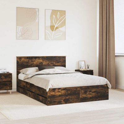 vidaXL Rám postele Dymová dub 140 x 190 cm Inžinierske drevo