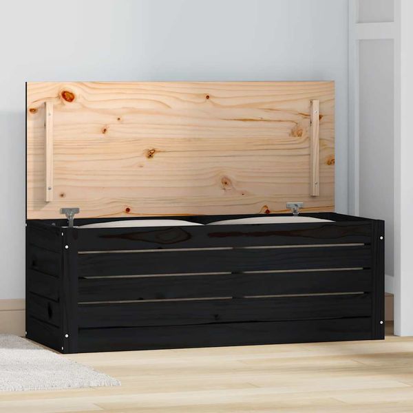vidaXL Úložný box čierny 89x36,5x33 cm masívna borovica