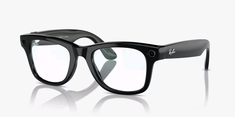 Meta Ray-Ban Gen1 Wayfarer, Shiny Black, Clear (Large)