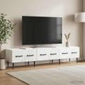 vidaXL TV skrinka Biela s vysokým leskom 147 x 34,5 x 30 cm