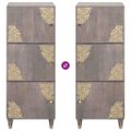 vidaXL Highboard Šedá a zlatá 40 x 33 x 110 cm Masívne mango drevo