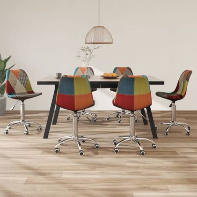 vidaXL Otočné jedálenské stoličky 6 ks patchwork látkové
