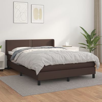 vidaXL Boxspring posteľ s matracom hnedá 140x190 cm umelá koža