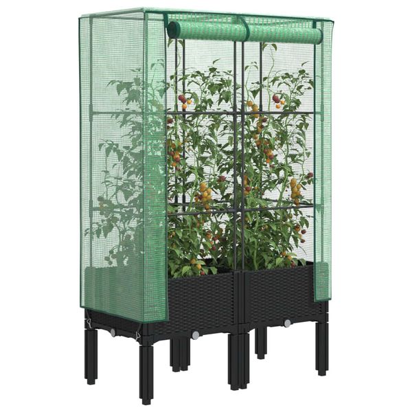 vidaXL Záhon s krytom na skleník ratanový vzhľad 80x40x140 cm