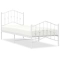 vidaXL Kovový rám postele s predným a zadným čelom biely 90x200 cm