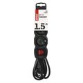 Prodlužovací kábel EMOS PC1311 / 1,5 m / 3 zásuvky / s vypínačom / čierny / PVC / 1 mm2