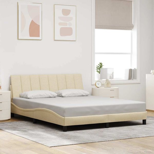 vidaXL Rám postele bez matraca Hanko krémová 160x200 cm látka