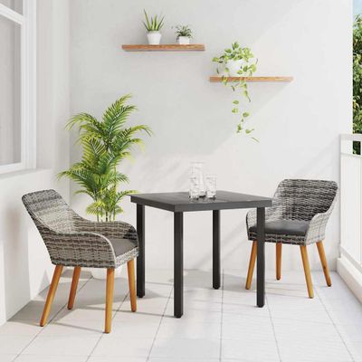 vidaXL Záhradný jedálenský set s vankúšom 3 pcs Sivá polyratan