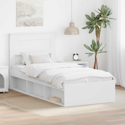 vidaXL Rám postele Biela 100 x 200 cm Masívne borovicové drevo