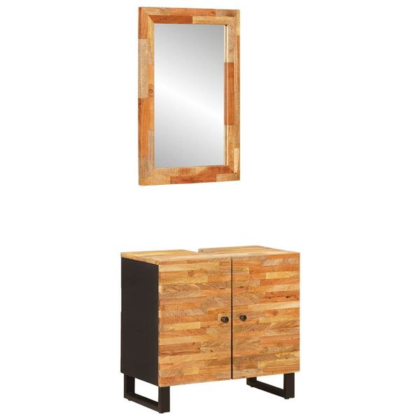 vidaXL Súpravy kúpeľňového nábytku 2 pcs Prírodná Masívne mango drevo
