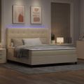vidaXL LED box s pružinami s čelnou doskou Krémová 180 x 200 cm látka