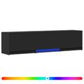 vidaXL TV skriňa s LED 165 x 34 x 40 cm Čierny Konštruované drevo