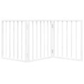 vidaXL Brána pre psa skladacia 3 panely biela 150 cm topoľové drevo