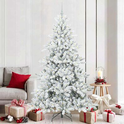 vidaXL Umelý Sklápací Vianočný Stromček Biela 210 cm PVC a oceľ