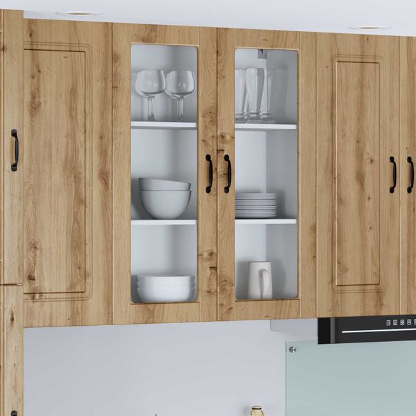 vidaXL Nástenný sklenený kabinet LUCCA Dub artisan 80 x 31 x 100 cm