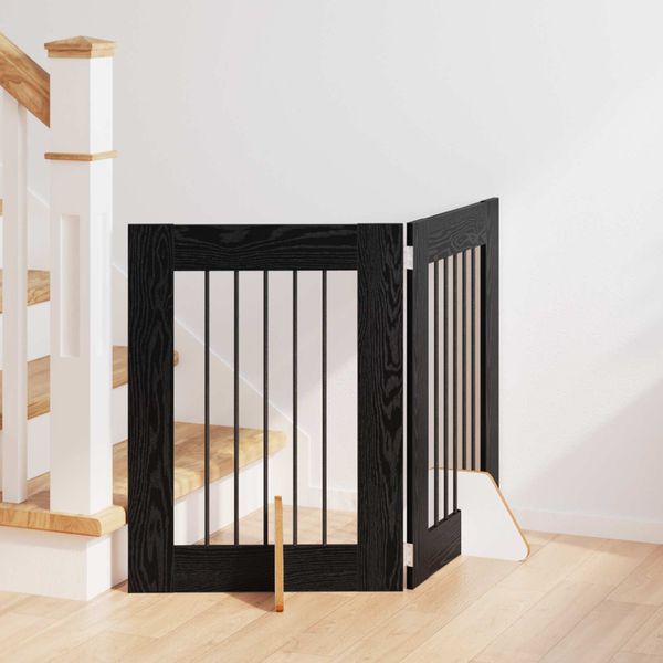 vidaXL Brána pre psov so stojanmi 2 pcs Čierny dub 60 x 60 cm
