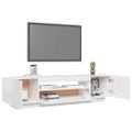 vidaXL TV skrinka s LED svetlami lesklá biela 160x35x40 cm
