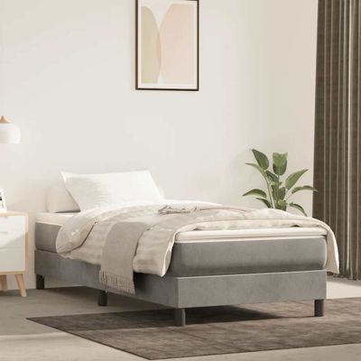 vidaXL Matrac s taštičkovými pružinami stredná tvrdosť bledosivý 100x210x20 cm zamat