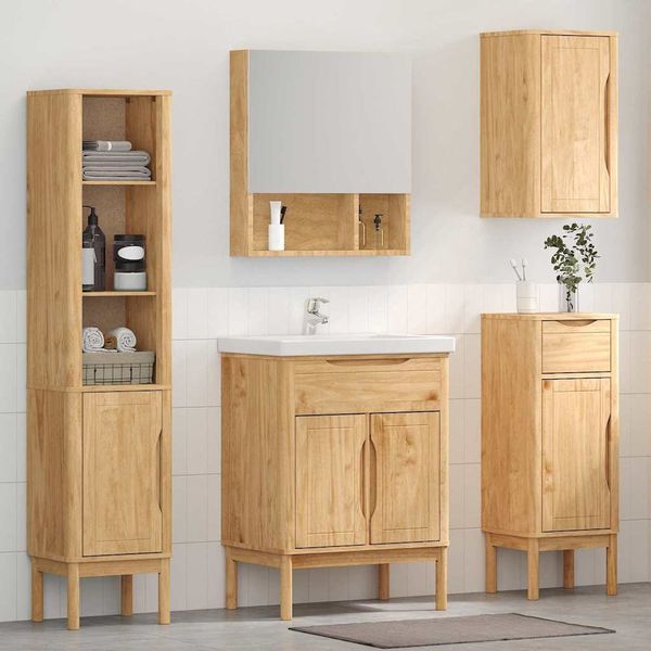 vidaXL Sada kúpeľňového nábytku so zásuvkou FLORO 4 pcs Včelí hnedý