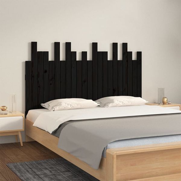 vidaXL Nástenné čelo postele čierne 140x3x80 cm masívna borovica