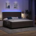 vidaXL LED box s pružinami s matracmi Tmavohnedá 200 x 200 cm látka