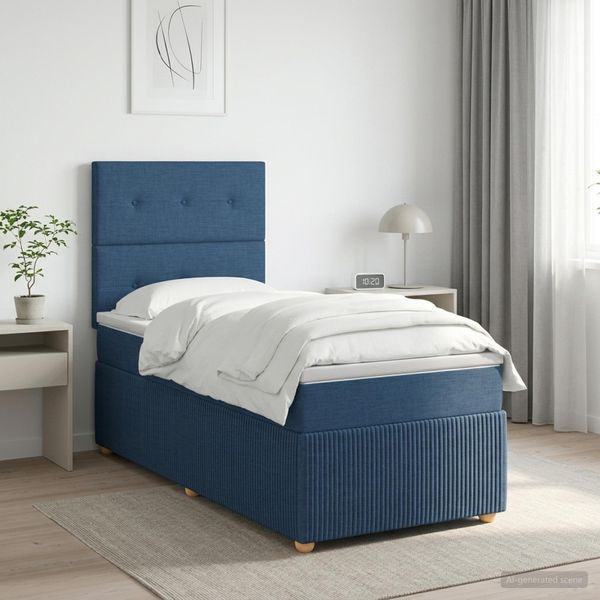 vidaXL Posteľ boxspring s matracom Modrá 100 x 200 cm Látka
