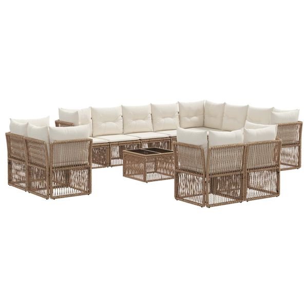 vidaXL Súprava záhradných pohoviek 13 pcs Béžová polyratan