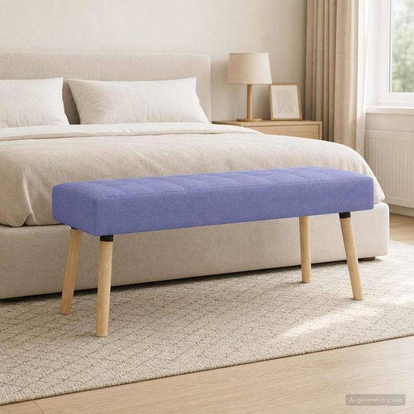 vidaXL Pruhovo prešitá lavica Modrá džínovina 110 x 40 x 46 cm Látka