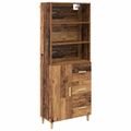 vidaXL Highboard Staré drevo 69,5 x 32,5 x 180 cm Kompozitné drevo