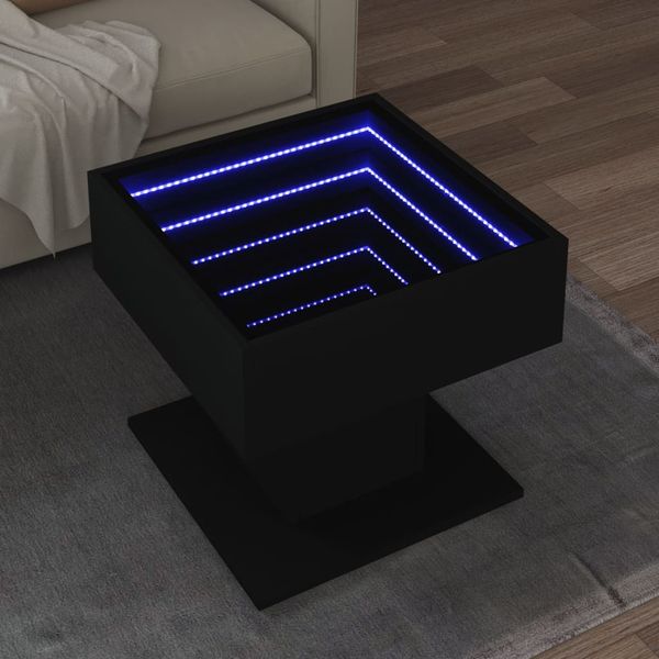 vidaXL Konferenčný stolík s LED čierny 50x50x45 cm kompozitné drevo