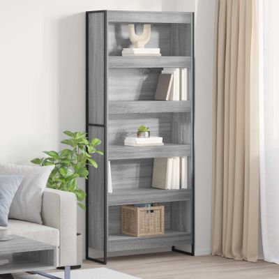 vidaXL Knižnica 2 pcs Sivý Sonoma 80 x 30 x 189,5 cm Kompozitné drevo