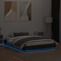 vidaXL Posteľný rám s LED svetlami hnedý dub 135x190 cm