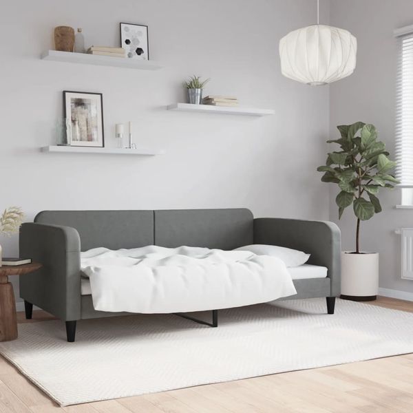 vidaXL Denná posteľ tmavosivá 100x190 cm látka