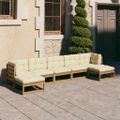 vidaXL 7-dielna záhradná súprava s podložkami medovo-hnedá z borovice