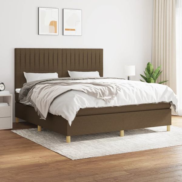 vidaXL Boxspring posteľ s matracom tmavohnedá 180x200 cm látka