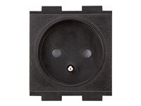 Mechanizmus napájacej zásuvky - Francúzsko/Belgicko - 2P+E - Typ E - 1 napájacia zásuvka - 2 moduly - 10 A - AC 220-240 V - čierna