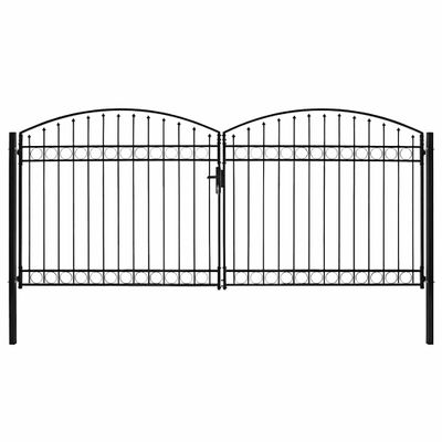 vidaXL Plotová brána ASSEN s dvojitými dverami a klenutým vrchom, oceľ 400x200 cm