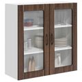 vidaXL Nástenný sklenený kabinet LUCCA Hnedý dub 80 x 31 x 80 cm