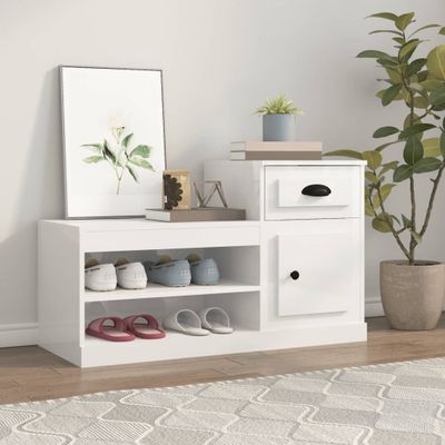 vidaXL Botník lesklý biely 100x42x60 cm kompozitné drevo