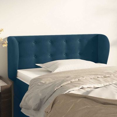 vidaXL Čelo postele so záhybmi tmavomodrá 83x23x78/88 cm zamat