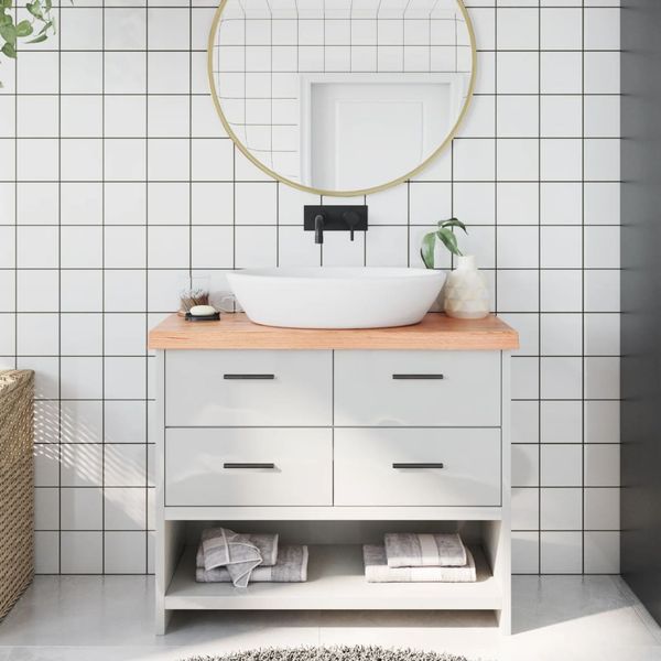 vidaXL Kúpeľňová doska bledohnedá 100x30x(2-6) cm ošetrený masív