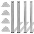vidaXL Stolové nohy s nastaviteľnou výškou, brúsený nikel, 710 mm 4 ks