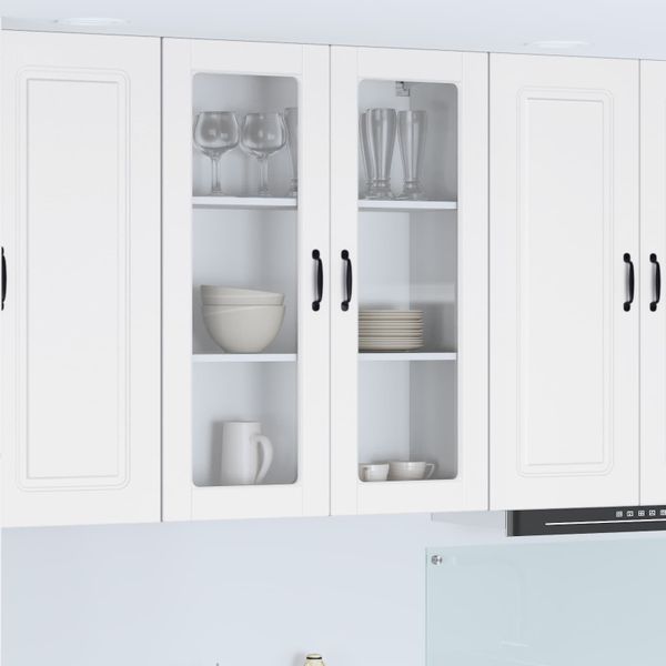 vidaXL Nástenný sklenený kabinet PORTO Biela 80 x 31 x 100 cm