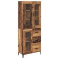 vidaXL Highboard Staré drevo 69,5 x 34 x 180 cm Kompozitné drevo
