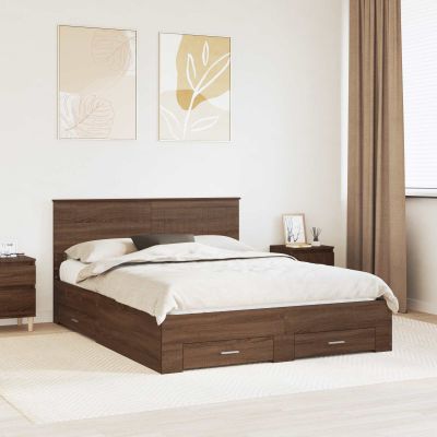 vidaXL Rám postele Hnedý dub a striebro 150 x 200 cm Kompozitné drevo