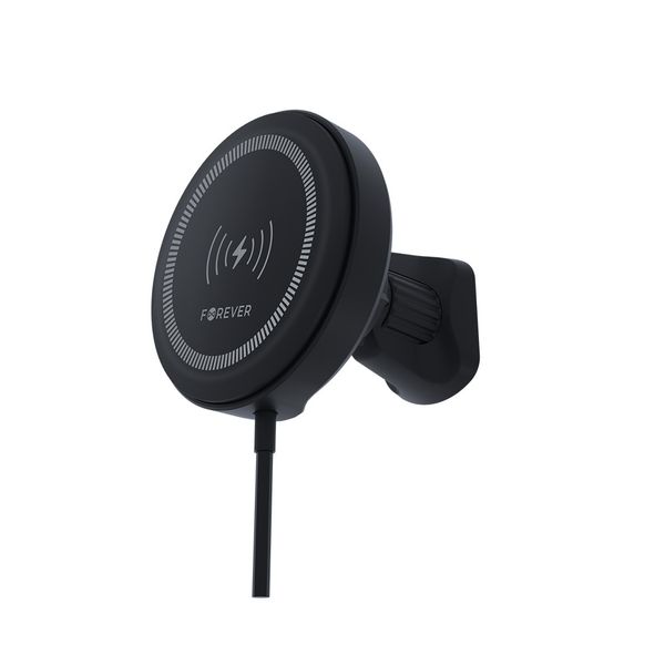 Držiak do auta na vzduchovú ventiláciu Forever MACH-300 magnetický s bezdrôtovým nabíjaním čierny Qi2 15W