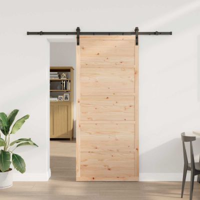 vidaXL Posuvné dvere Prírodná 100 x 208 cm Borovicový masív