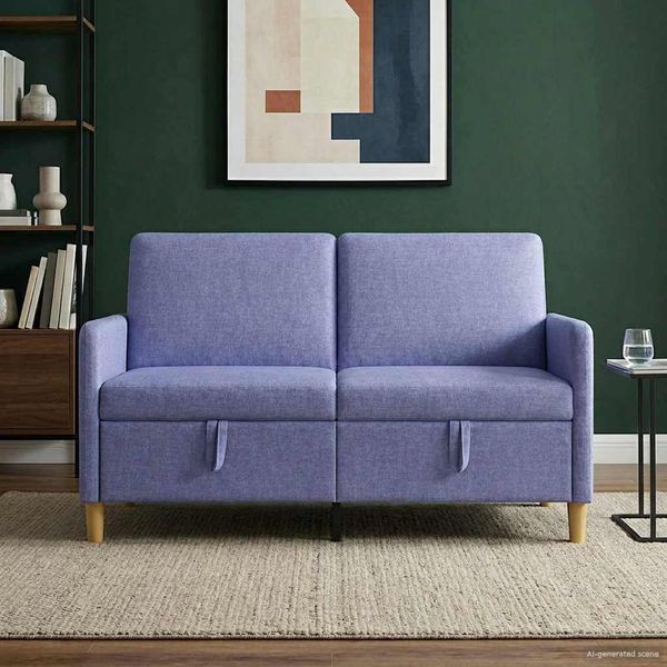 vidaXL Sofa s úložným priestorom Modrá džínovina 152 x 78 x 87 cm