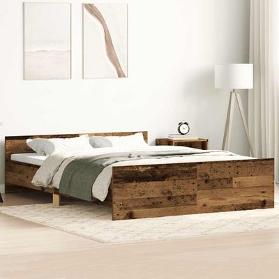 vidaXL Posteľný rám bez matraca staré drevo 135x190cm kompozitné drevo